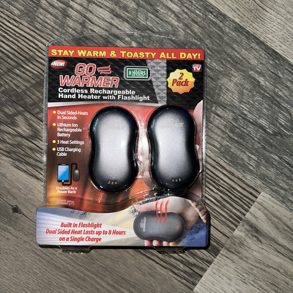 Go Warmer Rechargeable Hand Heater 2-Pack with Flashlight